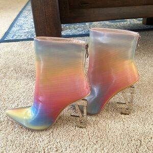 New! SHANE JUSTIN Size 37 pointed toe rainbow boots
